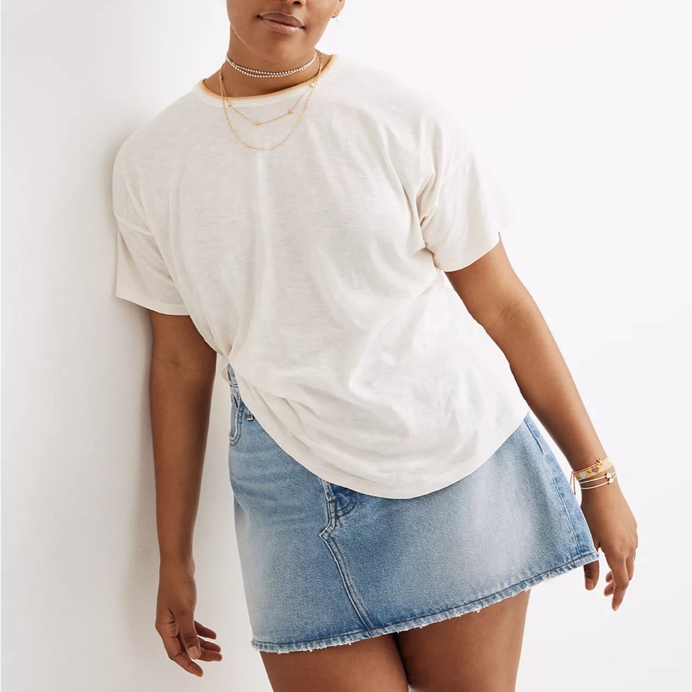 Madewell Whisper Cotton Rib-Crewneck Ringer Tee